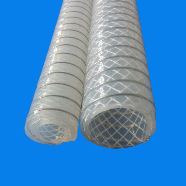 A close view of the openings of stainless steel clear silicone hose from Tenchy